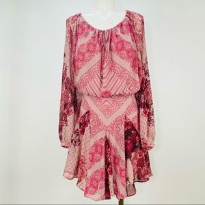 Free People Dusty Rose Floral mini Dress Large